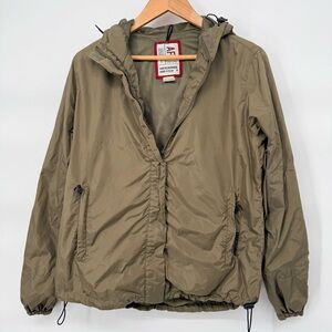 Vtg Abercrombie & Fitch Y2K Olive Green Tech Windbreaker Jacket Gorpcore Mesh